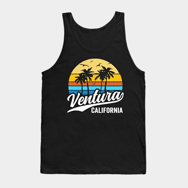 Ventura California Vintage Sunset Palm Trees 70s Retro Tank Top by DetourShirts